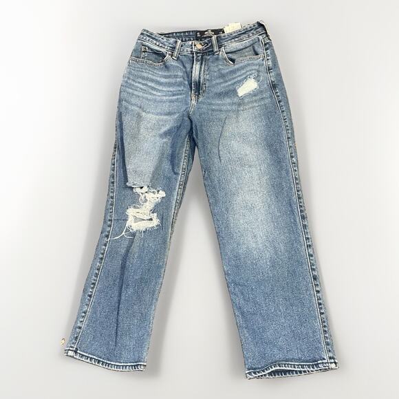 Hollister Denim - Hollister Ultra High Rise Vintage Straight Jeans 5S Distressed Ripped Stretch